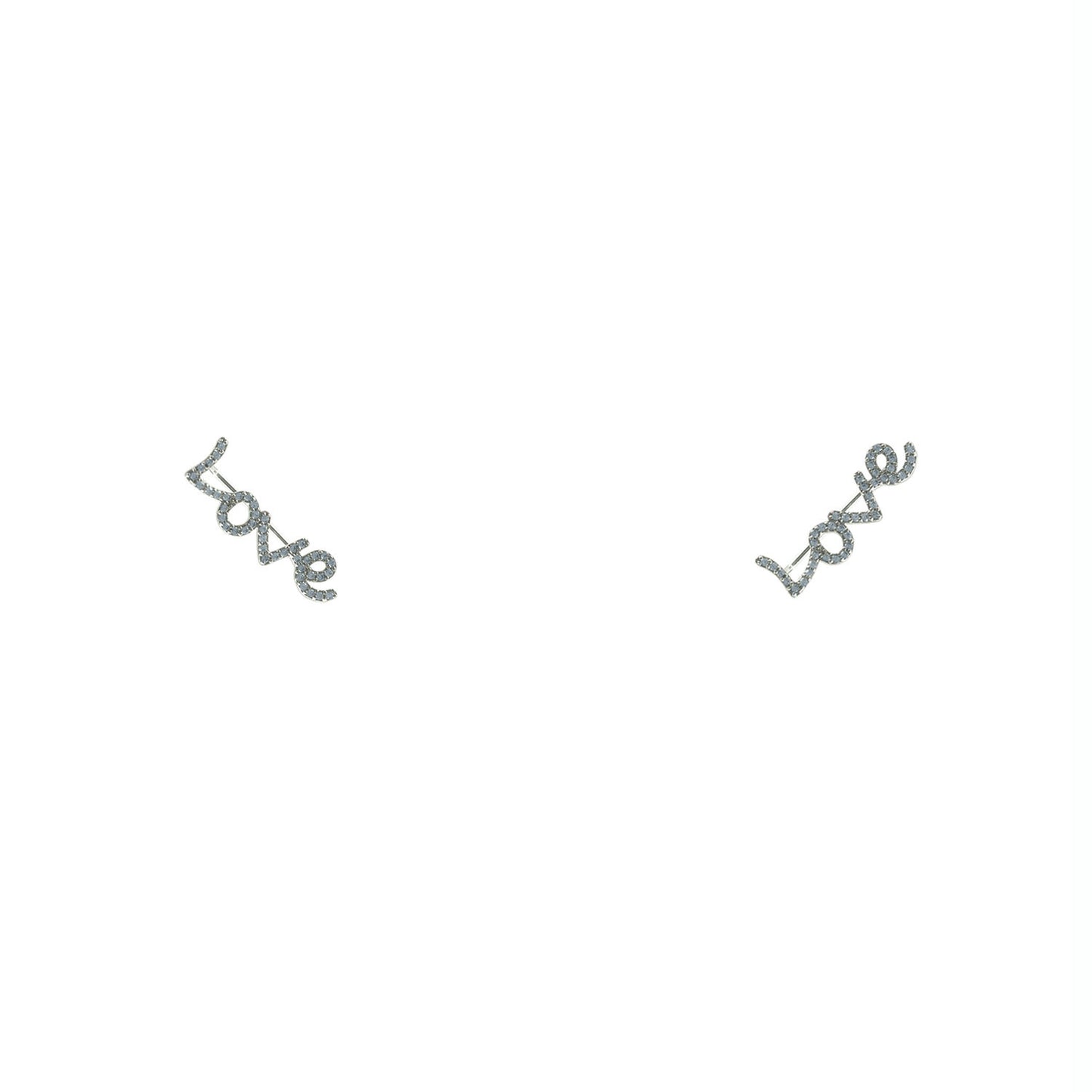 Silver Love Ear climber earrings - Love Be Jewels