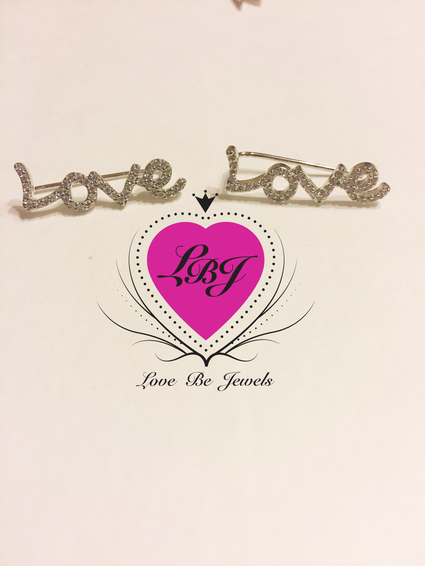 Silver Love Ear climber earrings - Love Be Jewels
