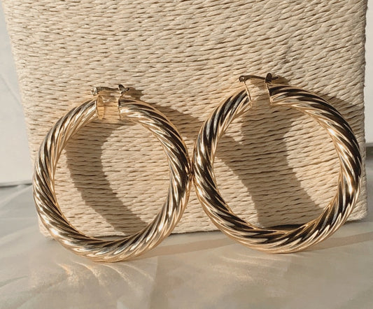 Twisted Gold Hoops - Love Be Jewels